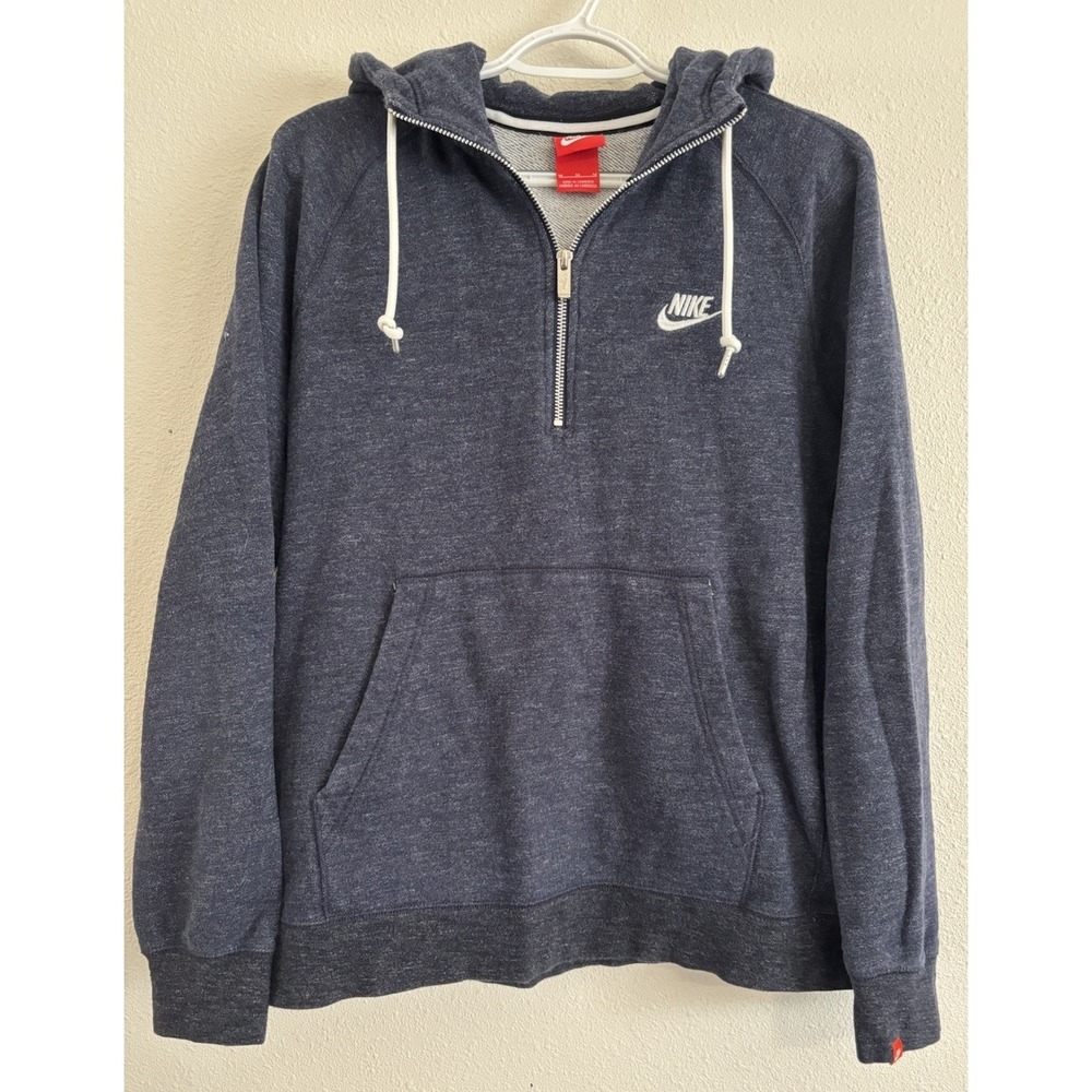 Nike Womens Medium Hoodie Quarter Zip Pullover Navy Blue Sweatshirt